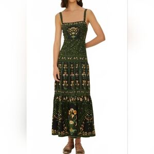 Farm Rio Black Flowers Arch Sleeveless Maxi Dress NWT